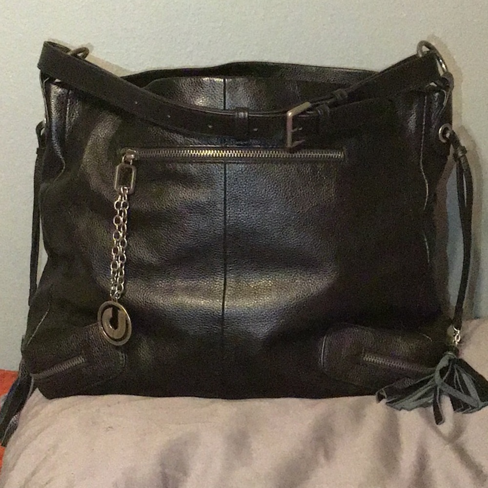 CHARLES JOURDAN PARIS “MALIKA” BLACK LEATHER BAG